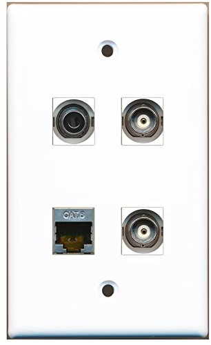 RiteAV - 1 Port Shielded Cat6 Ethernet 1 Port 3.5mm 2 Port BNC Wall Plate
