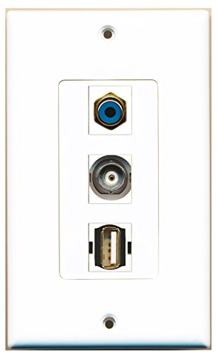 RiteAV - 1 Port RCA Blue and 1 Port USB A-A and 1 Port BNC Decorative Wall Plate Decorative
