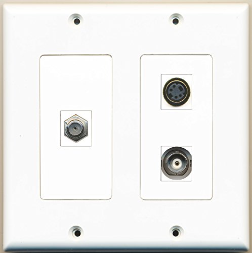 RiteAV - 1 Port Coax Cable TV- F-Type 1 Port S-Video 1 Port BNC - 2 Gang Wall Plate