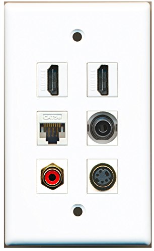 RiteAV - 2 HDMI 1 Port RCA Red 1 Port S-Video 1 Port 3.5mm 1 Port Cat5e Ethernet White Wall Plate