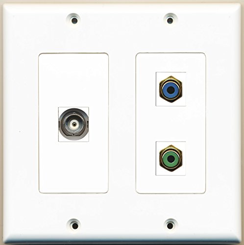 RiteAV - 1 Port RCA Green 1 Port RCA Blue 1 Port BNC - 2 Gang Wall Plate