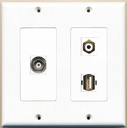 RiteAV - 1 Port RCA White 1 Port USB A-A 1 Port BNC - 2 Gang Wall Plate