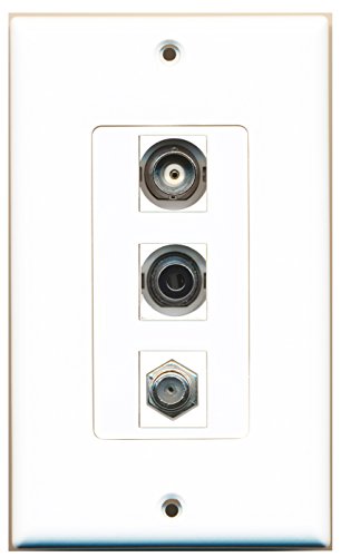 RiteAV - 1 Port Coax Cable TV- F-Type and 1 Port 3.5mm and 1 Port BNC Decorative Wall Plate Decorative