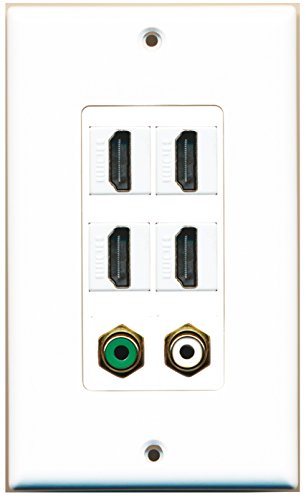 RiteAV - 4 Port HDMI 1 RCA White 1 RCA Green Wall Plate Decorative