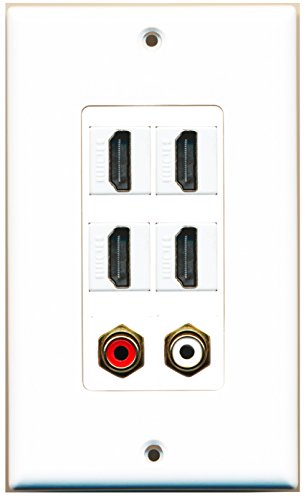 RiteAV - 4 Port HDMI 1 RCA Red 1 RCA White Wall Plate Decorative