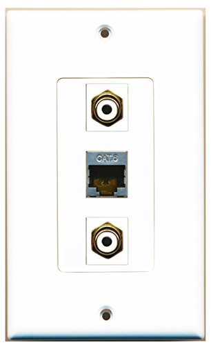 RiteAV - 2 Port RCA White and 1 Port Shielded Cat6 Ethernet Decorative Wall Plate Decorative