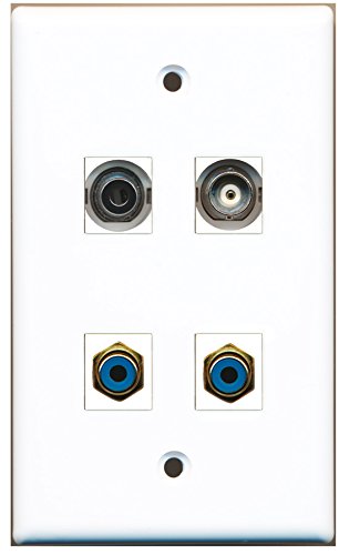 RiteAV - 2 Port RCA Blue 1 Port 3.5mm 1 Port BNC Wall Plate