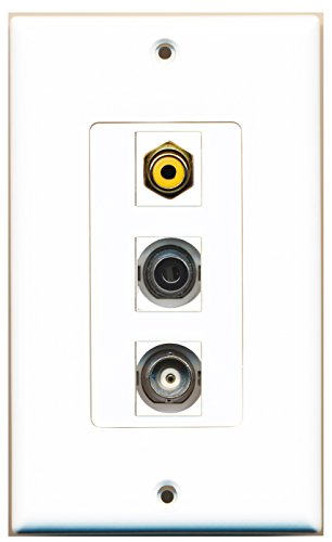 RiteAV - 1 Port RCA Yellow and 1 Port 3.5mm and 1 Port BNC Decorative Wall Plate Decorative