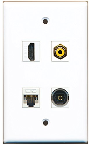 RiteAV - 1 Port HDMI 1 Port RCA Yellow 1 Port Toslink 1 Port Cat5e Ethernet White Wall Plate
