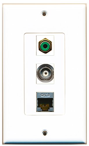 RiteAV - 1 Port RCA Green and 1 Port Shielded Cat6 Ethernet and 1 Port BNC Decorative Wall Plate Decorative