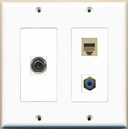 RiteAV - 1 Port RCA Blue 1 Port Phone RJ11 RJ12 Beige 1 Port 3.5mm - 2 Gang Wall Plate