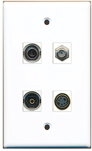 RiteAV - 1 Port Coax Cable TV- F-Type 1 Port S-Video 1 Port Toslink 1 Port 3.5mm Wall Plate