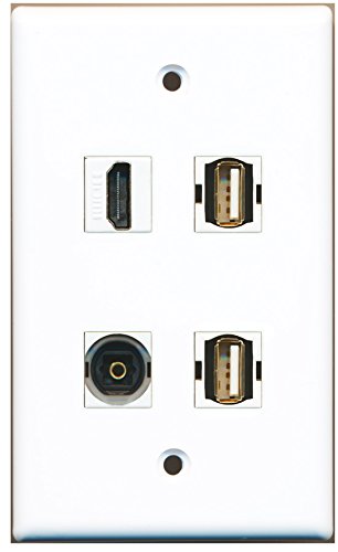 RiteAV - 1 Port HDMI 2 Port USB A-A 1 Port Toslink Wall Plate