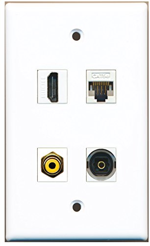 RiteAV - 1 Port HDMI 1 Port RCA Yellow 1 Port Toslink 1 Port Cat5e Ethernet White Wall Plate