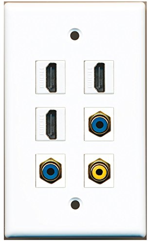 RiteAV - 3 HDMI 1 Port RCA Yellow 2 Port RCA Blue Wall Plate