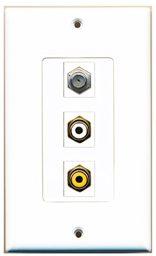 RiteAV - 1 Port RCA White and 1 Port RCA Yellow and 1 Port Coax Cable TV- F-Type Decorative Wall Plate Decorative