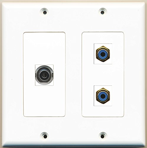 RiteAV - 2 Port RCA Blue 1 Port 3.5mm - 2 Gang Wall Plate
