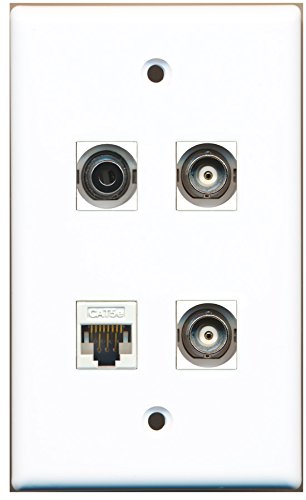 RiteAV - 1 Port 3.5mm 2 Port BNC 1 Port Cat5e Ethernet White Wall Plate