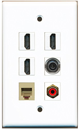 RiteAV - 3 HDMI 1 Port RCA Red 1 Port Phone RJ11 RJ12 Beige 1 Port 3.5mm Wall Plate