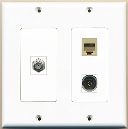 RiteAV - 1 Port Coax Cable TV- F-Type 1 Port Phone RJ11 RJ12 Beige 1 Port Toslink - 2 Gang Wall Plate