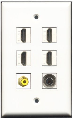 RiteAV - 4 Port HDMI 1 RCA Yellow 1 3.5mm Wall Plate