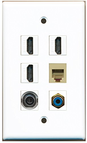RiteAV - 3 HDMI 1 Port RCA Blue 1 Port Phone RJ11 RJ12 Beige 1 Port 3.5mm Wall Plate