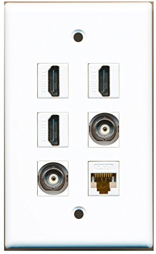 RiteAV - 3 HDMI 2 Port BNC 1 Port Cat6 Ethernet White Wall Plate