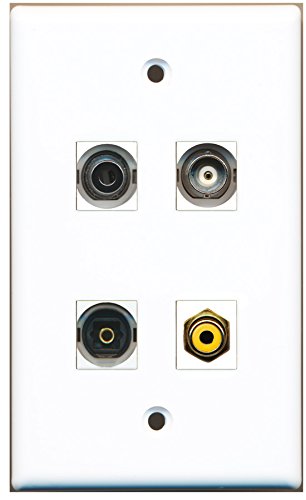 RiteAV - 1 Port RCA Yellow 1 Port Toslink 1 Port 3.5mm 1 Port BNC Wall Plate