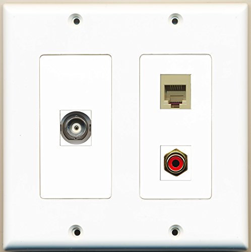 RiteAV - 1 Port RCA Red 1 Port Phone RJ11 RJ12 Beige 1 Port BNC - 2 Gang Wall Plate