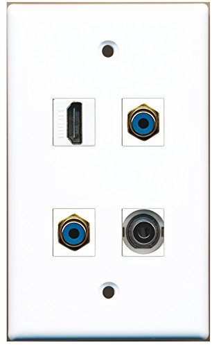 RiteAV - 1 Port HDMI 2 Port RCA Blue 1 Port 3.5mm Wall Plate