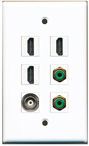 RiteAV - 3 HDMI 2 Port RCA Green 1 Port BNC Wall Plate