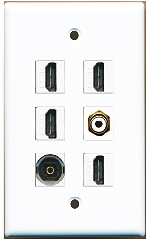 RiteAV - 4 HDMI 1 Port RCA White 1 Port Toslink Wall Plate
