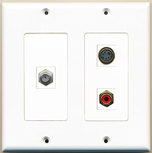 RiteAV - 1 Port RCA Red 1 Port Coax Cable TV- F-Type 1 Port S-Video - 2 Gang Wall Plate