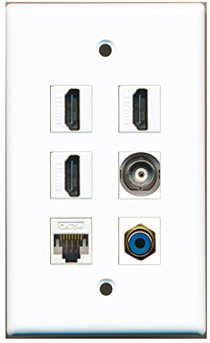 RiteAV - 3 HDMI 1 Port RCA Blue 1 Port BNC 1 Port Cat5e Ethernet White Wall Plate