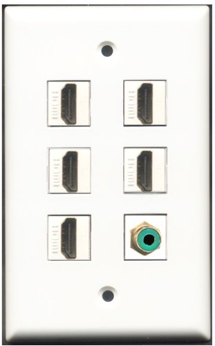 RiteAV - 5 Port HDMI 1 RCA Green Wall Plate