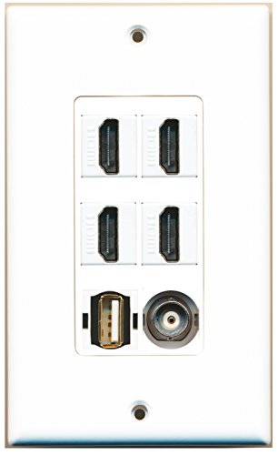 RiteAV - 4 Port HDMI 1 USB A-A 1 BNC Wall Plate Decorative