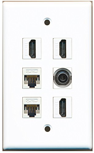 RiteAV - 3 HDMI 1 Port 3.5mm 2 Port Cat5e Ethernet White Wall Plate