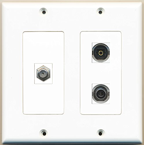 RiteAV - 1 Port Coax Cable TV- F-Type 1 Port Toslink 1 Port 3.5mm - 2 Gang Wall Plate