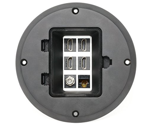 RiteAV - 4 Port HDMI 1 Coax Cable TV- F-Type 1 Cat6 Ethernet Floor Box - Black