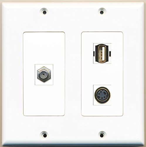 RiteAV - 1 Port Coax Cable TV- F-Type 1 Port USB A-A 1 Port S-Video - 2 Gang Wall Plate