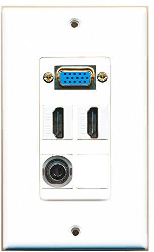 RiteAV - 1 x SVGA 2 x HDMI and 1 x 3.5mm Audio Port Wall Plate - White