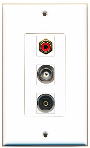RiteAV - 1 Port RCA Red and 1 Port Toslink and 1 Port BNC Decorative Wall Plate Decorative