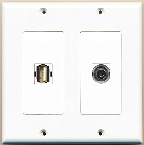 RiteAV - 1 Port USB A-A 1 Port 3.5mm - Dual Gang Wall Plate