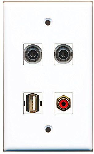 RiteAV - 1 Port RCA Red 1 Port USB A-A 2 Port 3.5mm Wall Plate
