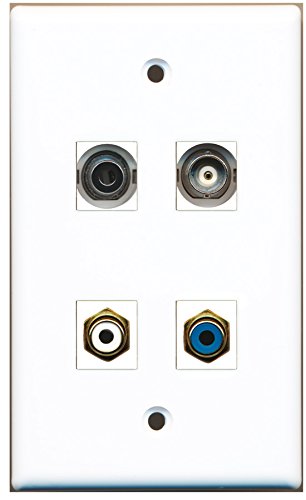 RiteAV - 1 Port RCA White 1 Port RCA Blue 1 Port 3.5mm 1 Port BNC Wall Plate
