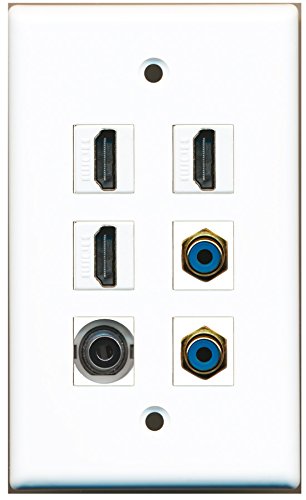 RiteAV - 3 HDMI 2 Port RCA Blue 1 Port 3.5mm Wall Plate