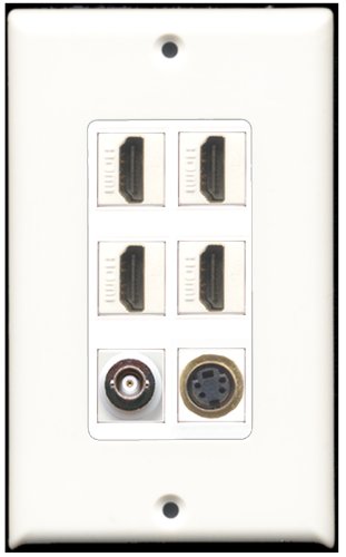 RiteAV - 4 Port HDMI 1 S-Video 1 BNC Wall Plate White