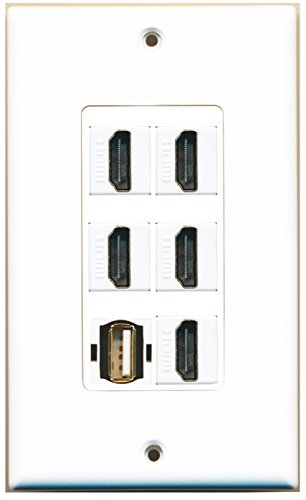 RiteAV - 5 Port HDMI 1 USB A-A Wall Plate Decorative