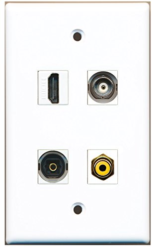 RiteAV - 1 Port HDMI 1 Port RCA Yellow 1 Port Toslink 1 Port BNC Wall Plate