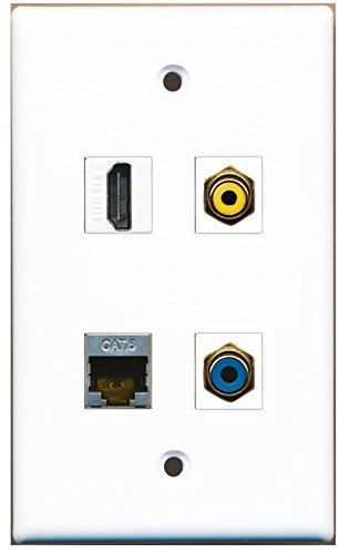 RiteAV - 1 Port HDMI 1 Port RCA Yellow 1 Port RCA Blue 1 Port Shielded Cat6 Ethernet Wall Plate